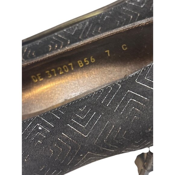 Vintage Ferragamo Black Geometric Textured Heeled Pumps Size 7 - Picture 2 of 7